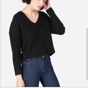 Everlane Ribbed Wool Cashmere Blend Cropped Vneck